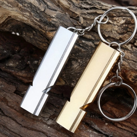 1 Gold Survival Whistle Keychain, Dual Tube Emergency Safety Alarm, Suitable for Sports Referee Training and Pet Care