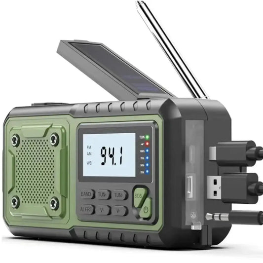 4000mAh Portable Emergency Solar Power Radio Hand Crank Charging AM/FM Weather Radio Led Reading Flashlight Bank Phone Charger